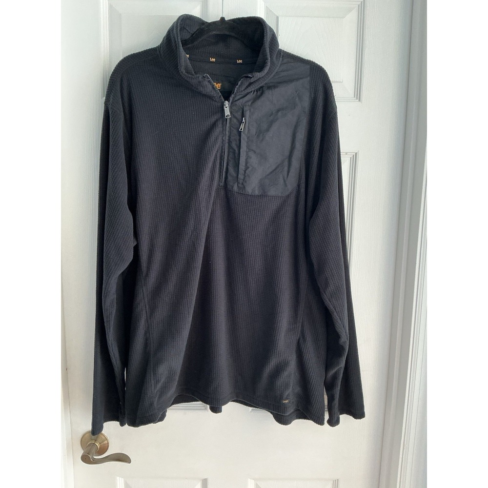 NWT Lee Men's 2XL Black Quarter Zip Pullover Series 100% Polyester